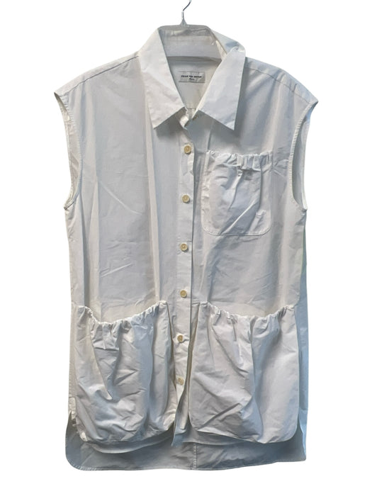 Dries Van Noten Size M White Polyester & Cotton Sleeveless Collar Dress White / M