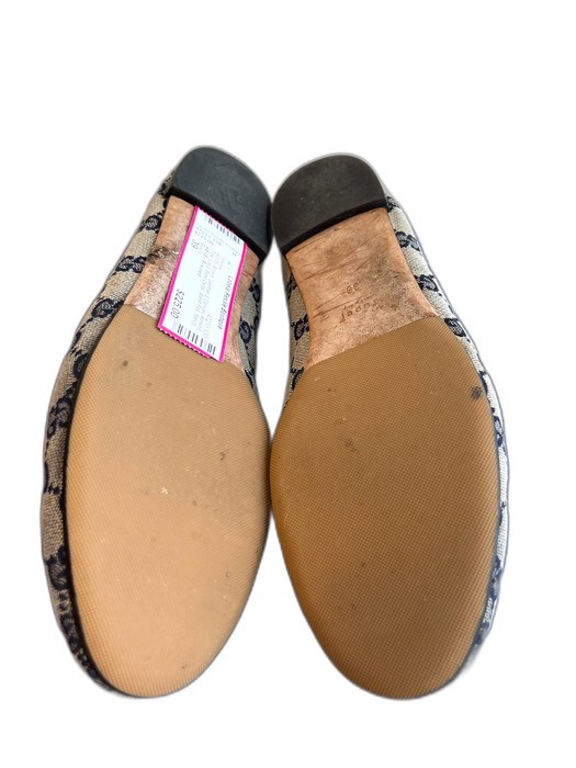 Gucci Shoe Size 39 Brown Leather & Canvas Almond Toe Logo Bow Detail Shoes Brown / 39