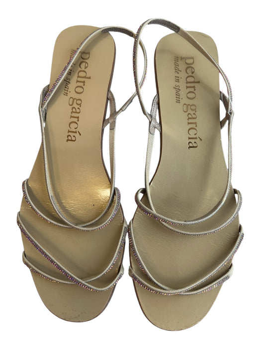 Pedro Garcia Shoe Size 38 Green Leather Swarovski crystal Strappy Sandal Shoes Green / 38