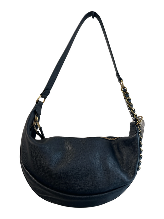 The Marc Jacobs Black Leather Chain Link Zip Close Gold Hardware Bag Black / M