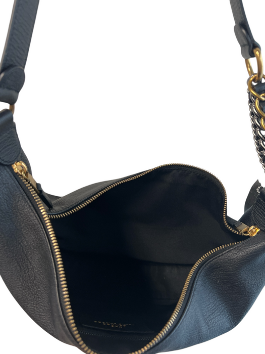 The Marc Jacobs Black Leather Chain Link Zip Close Gold Hardware Bag Black / M