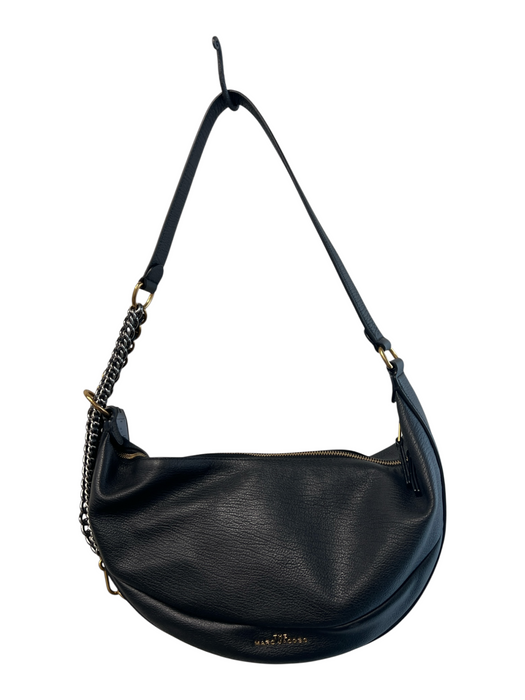 The Marc Jacobs Black Leather Chain Link Zip Close Gold Hardware Bag Black / M