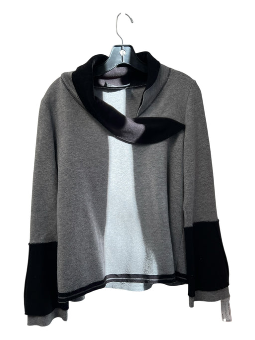 OZAI N KU Size L Grey & Black Viscose Blend Cross Over seam detail Fleece Top Grey & Black / L