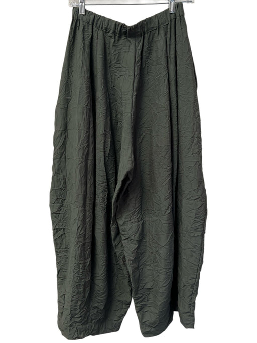 Kedem Sasson Size 1 Olive Green Polyester & Viscose Elastic Waist Wide Leg Pants Olive Green / 1