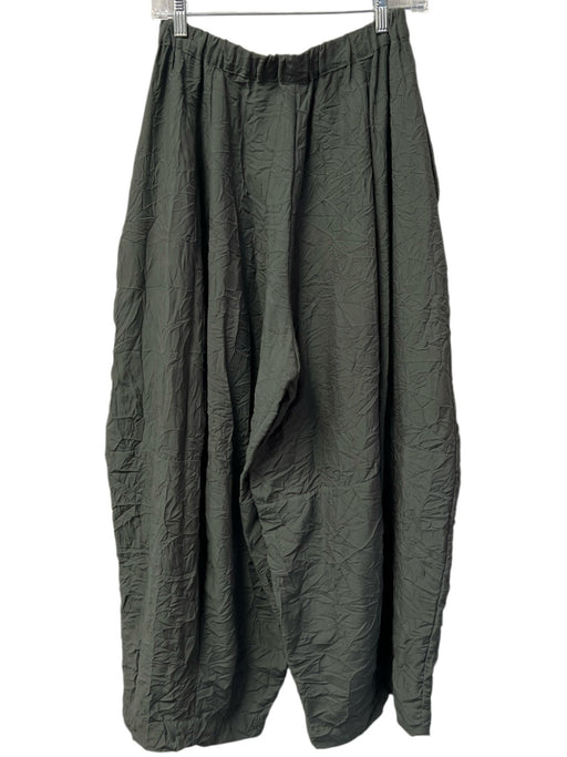 Kedem Sasson Size 1 Olive Green Polyester & Viscose Elastic Waist Wide Leg Pants Olive Green / 1