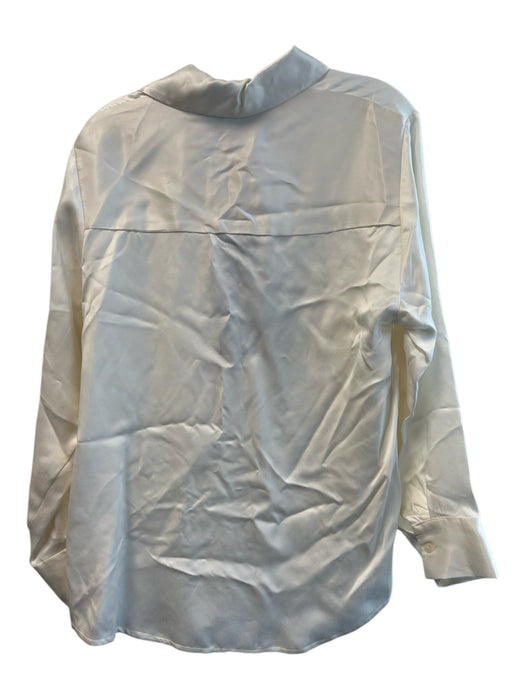Limited Size 0 Cream Cupro Silk Long Sleeve Button Front Dress Shirt Top Cream / 0