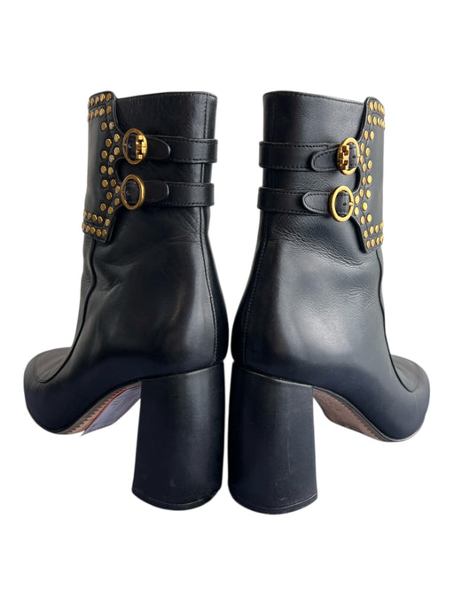 Tory Burch Shoe Size 8.5 Black Leather Upper round toe Gold Hardware Booties Black / 8.5