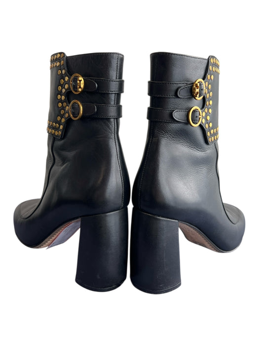Tory Burch Shoe Size 8.5 Black Leather Upper round toe Gold Hardware Booties Black / 8.5