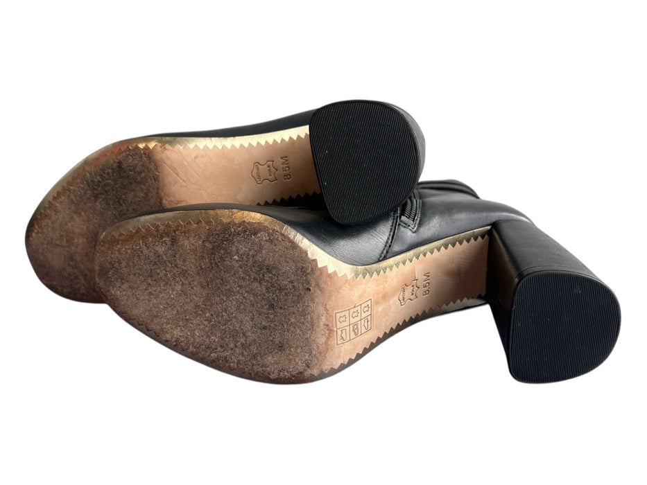 Tory Burch Shoe Size 8.5 Black Leather Upper round toe Gold Hardware Booties Black / 8.5