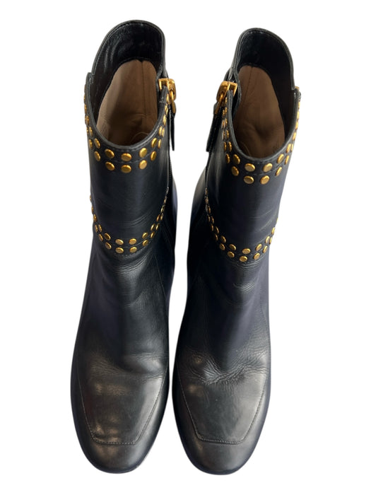 Tory Burch Shoe Size 8.5 Black Leather Upper round toe Gold Hardware Booties Black / 8.5