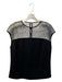 Abbey Glass Size L Black Nylon Blend Sheer Upper Round Neck Sleeveless Beads Top Black / L