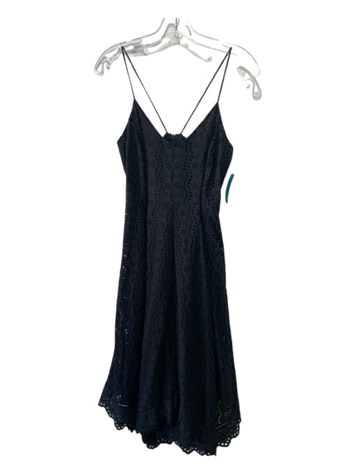 Love Shack Fancy Size XS Black Cotton Eyelet Spaghetti Strap V Neck Maxi Dress Black / XS