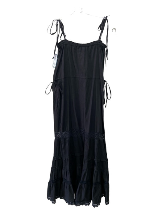 Maria Cher Size Small Black Cotton Maxi Drawstring Waist Maxi Dress Black / Small