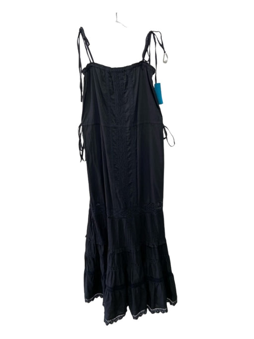 Maria Cher Size Small Black Cotton Maxi Drawstring Waist Maxi Dress Black / Small