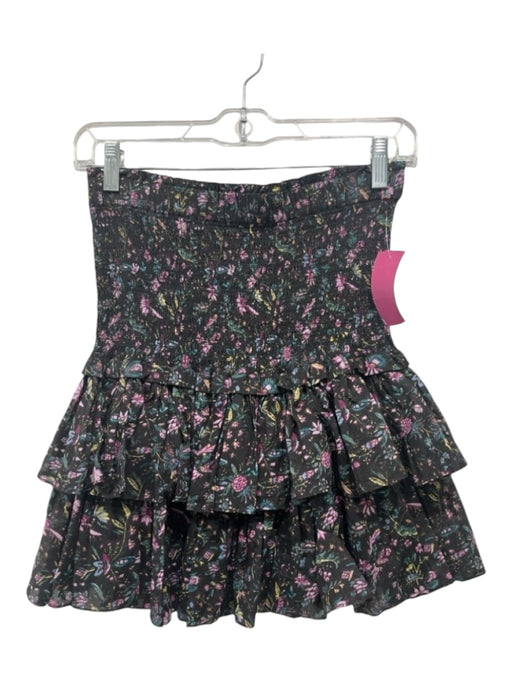 Isabel Etoile Marant Size 38 Black, Pink & Yellow Cotton Floral Mini Skirt Black, Pink & Yellow / 38