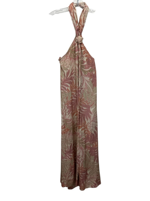 Natalie Martin Size S Beige & Pink No Fabric Tag Botanical Print Maxi Dress Beige & Pink / S