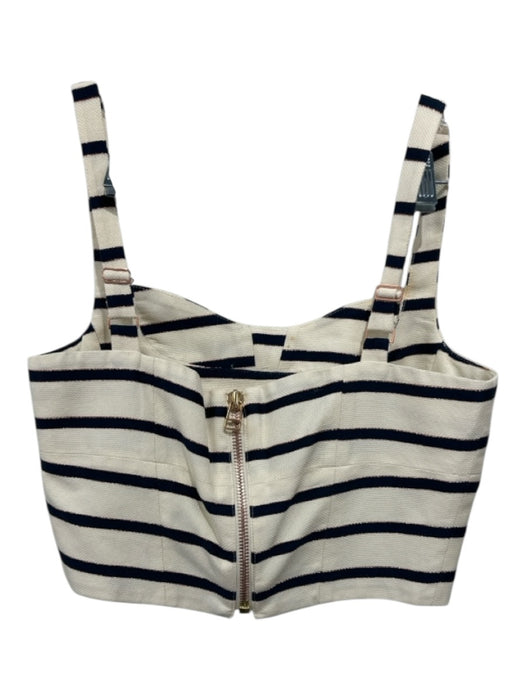 Veronica Beard Size 4 Cream & Navy Blue Cotton Striped Metallic Thread Pant Set Cream & Navy Blue / 4