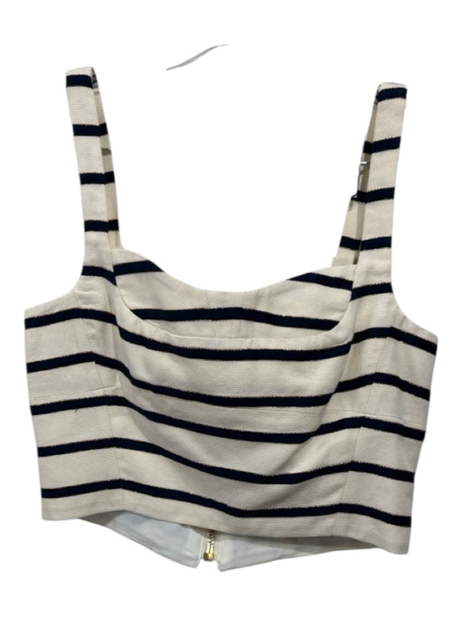 Veronica Beard Size 4 Cream & Navy Blue Cotton Striped Metallic Thread Pant Set Cream & Navy Blue / 4