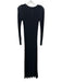 Zara Size S Black Viscose Blend Knit Long Sleeve Striped Accordian Pleat Dress Black / S