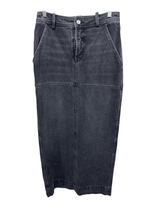 A.L.C. Size 2 Charcoal Black Cotton Denim Belt Loops Button & Zip Fly Maxi Skirt Charcoal Black / 2