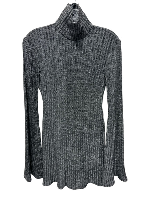 Ellery Size 2 Silver & Black Viscose Blend Metallic Thread Ribbed Knit Dress Silver & Black / 2