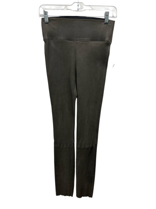 SPRWMN Size S Olive Taupe Lamb leather Elastic Waistband Paneled Leggings Olive Taupe / S