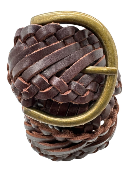 Abercrombie & Fitch Brown Leather Woven Gold Tone Buckle Round Belts Brown / XS/S