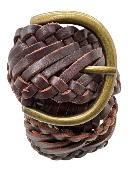 Abercrombie & Fitch Brown Leather Woven Gold Tone Buckle Round Belts Brown / XS/S