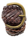 Abercrombie & Fitch Brown Leather Woven Gold Tone Buckle Round Belts Brown / XS/S
