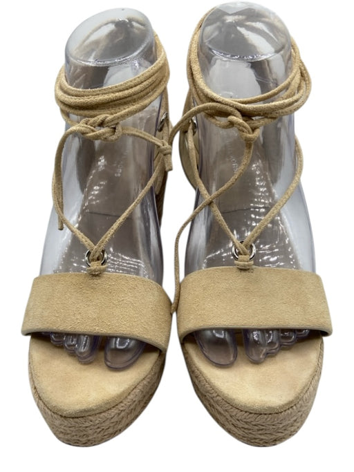 Michael Kors Collection Shoe Size 38.5 Beige Leather Upper Strappy Wedge Sandals Beige / 38.5