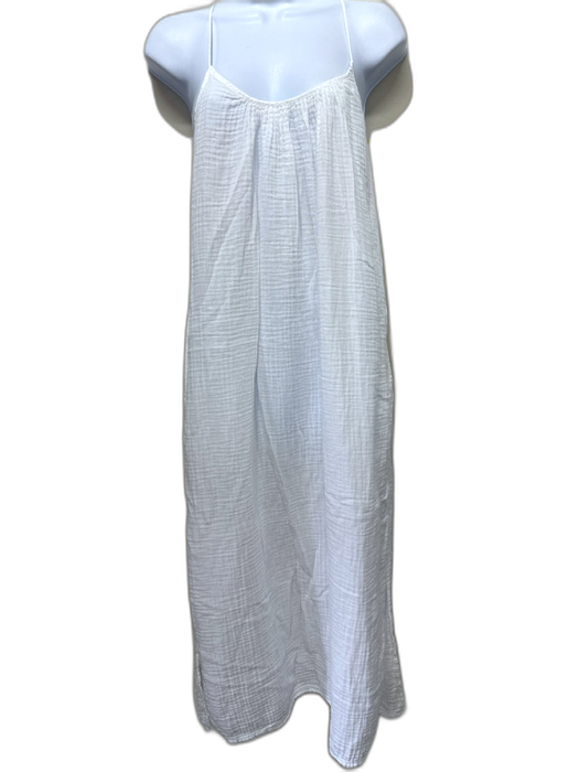 XiRENA Size XS White Cotton Gauze Spaghetti Strap Pocketed Side Slits Dress White / XS