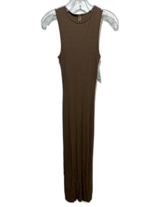 SKIMS Size S Brown Modal Blend Ribbed Knit Sleeveless Sheath Maxi Dress Brown / S