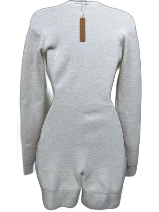 SKIMS Size M White Polyester Blend Boucle Zip Front Long Sleeve Romper White / M