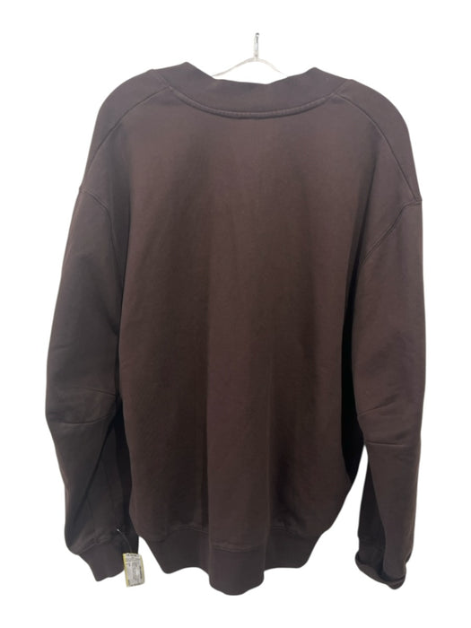 SKIMS Size S Brown Cotton ribbed hem V Neck Pullover Sweatshirt Sweater Brown / S