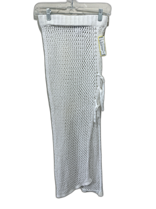 Beach Riot Size S White Cotton Elastic Waistband Open Knit Tie Detail Midi Skirt White / S