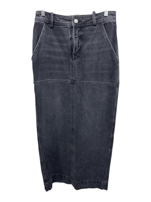 A.L.C. Size 2 Charcoal Black Cotton Denim Belt Loops Button & Zip Fly Maxi Skirt Charcoal Black / 2