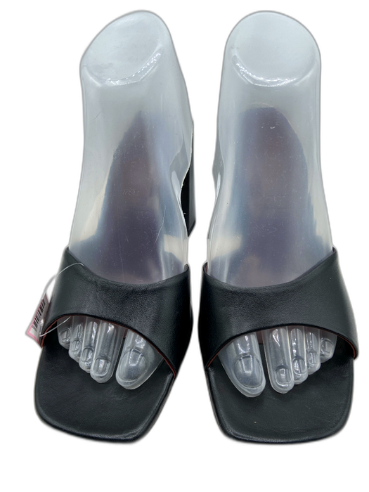 Staud Shoe Size 38.5 Black & Maroon Leather Square Toe Block Heel Mule Sandals Black & Maroon / 38.5