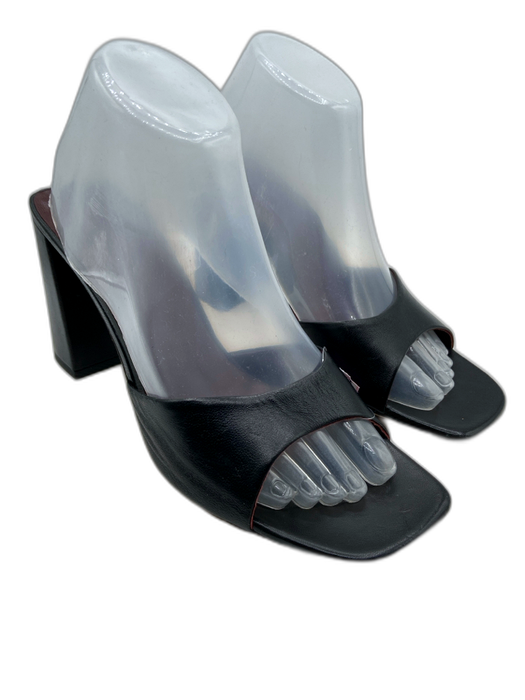 Staud Shoe Size 38.5 Black & Maroon Leather Square Toe Block Heel Mule Sandals Black & Maroon / 38.5