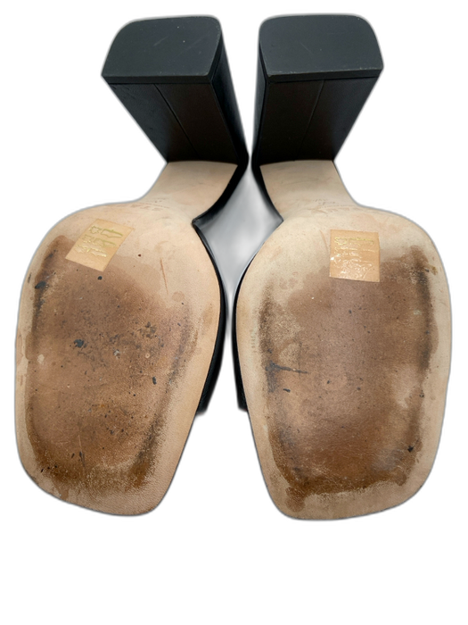 Staud Shoe Size 38.5 Black & Maroon Leather Square Toe Block Heel Mule Sandals Black & Maroon / 38.5