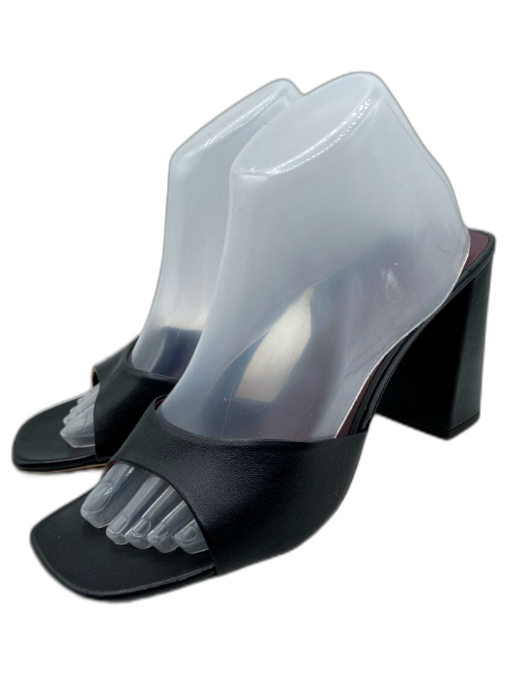 Staud Shoe Size 38.5 Black & Maroon Leather Square Toe Block Heel Mule Sandals Black & Maroon / 38.5
