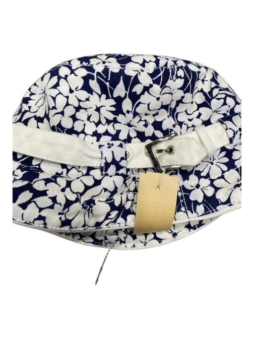 Burberry Navy & white Canvas Buckle Detail Floral Bucket Small Rim Hat Navy & white / S