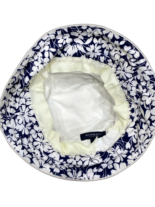 Burberry Navy & white Canvas Buckle Detail Floral Bucket Small Rim Hat Navy & white / S