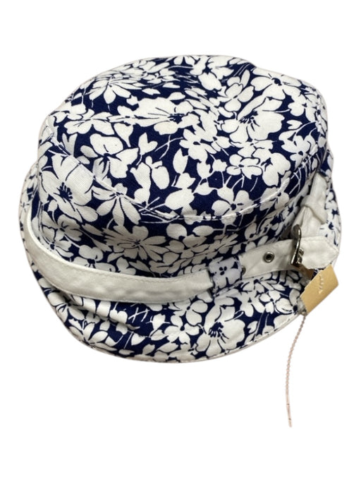 Burberry Navy & white Canvas Buckle Detail Floral Bucket Small Rim Hat Navy & white / S