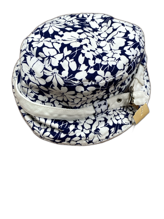 Burberry Navy & white Canvas Buckle Detail Floral Bucket Small Rim Hat Navy & white / S