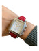 Michelle Red Leather Square face Lizard silver hardware Jewelry Red