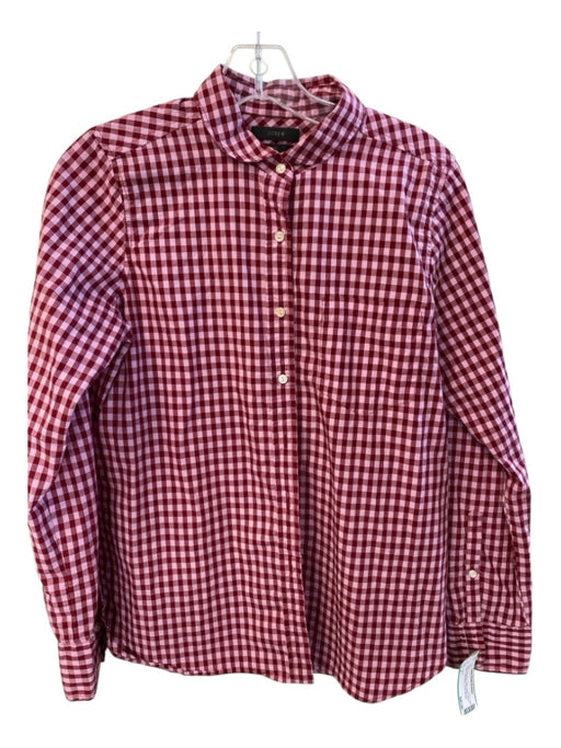 J Crew Size 6 Pink & Burgundy Cotton Button Down check Long Sleeve Shirt Pink & Burgundy / 6