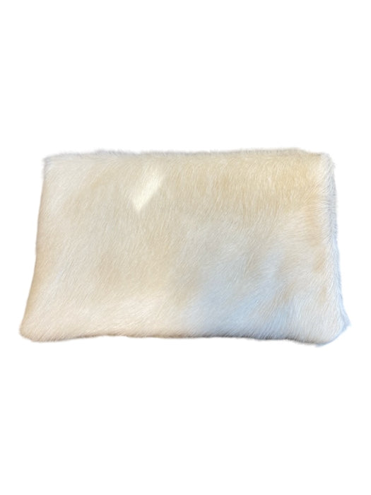 No Brand Ivory Fur Silver Buttons Clutch Ivory