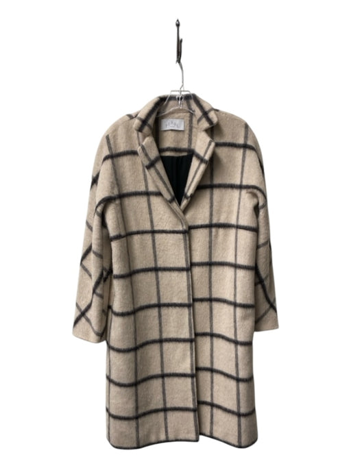 Pearl Size Small Beige Wool Collar Long Sleeve Light Weight plaid Jacket Beige / Small