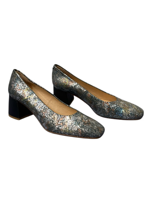 Anthropologie Shoe Size 38 Blue & Multi Leather Square Toe Fish Scale Look Shoes Blue & Multi / 38