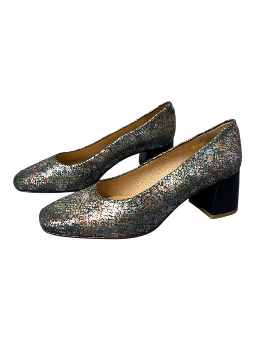 Anthropologie Shoe Size 38 Blue & Multi Leather Square Toe Fish Scale Look Shoes Blue & Multi / 38